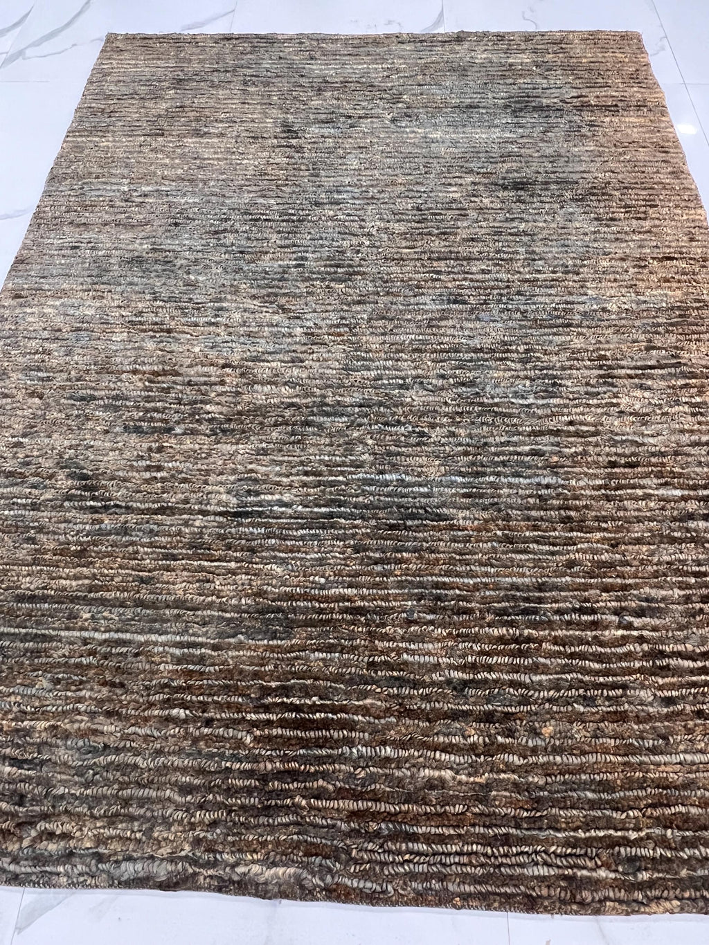 Quick ship Natural Jute 4.10x6.6 Handwoven Area Rug, Textured Waffle Weave Brown and Gray Organic Carpet Minimalist Coastal Boho Decor