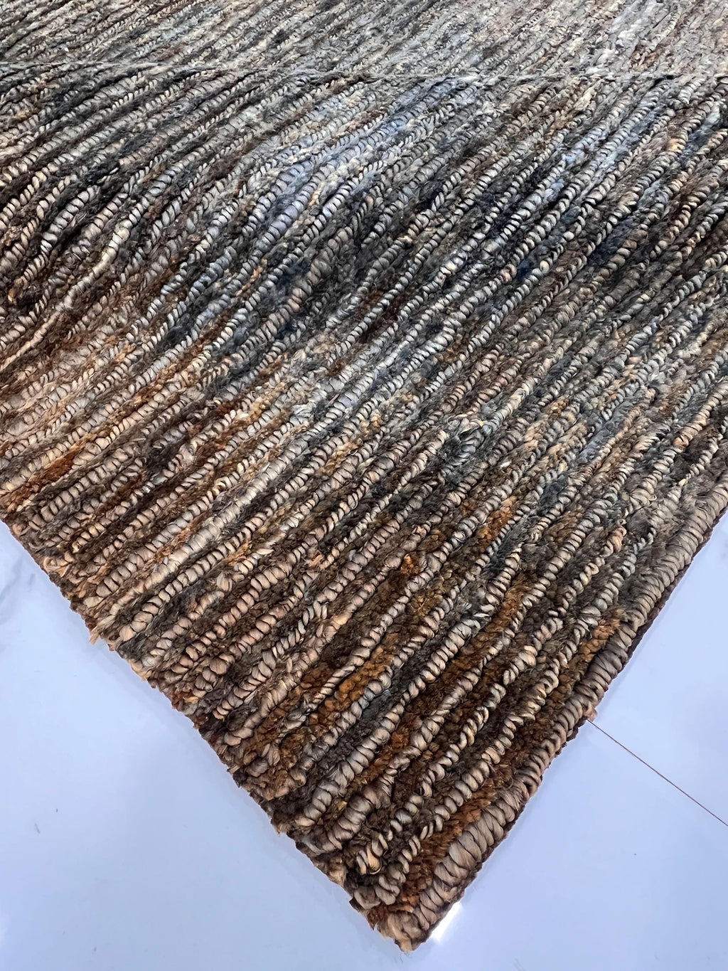 Quick ship Natural Jute 4.10x6.6 Handwoven Area Rug, Textured Waffle Weave Brown and Gray Organic Carpet Minimalist Coastal Boho Decor