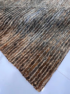 Quick ship Natural Jute 4.10x6.6 Handwoven Area Rug, Textured Waffle Weave Brown and Gray Organic Carpet Minimalist Coastal Boho Decor