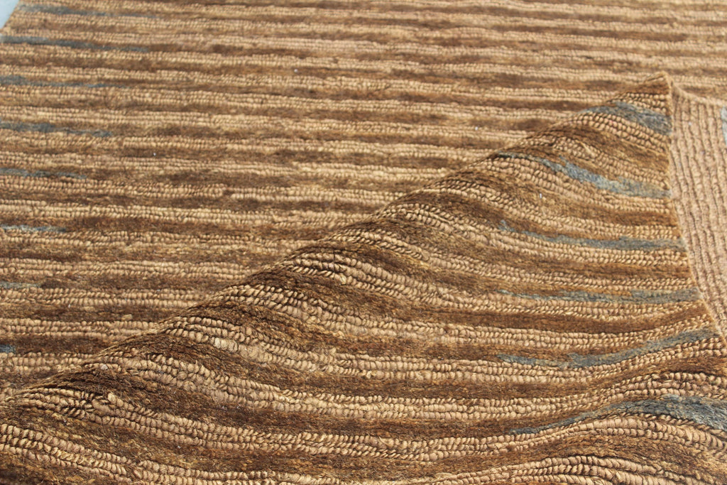 Natural Jute 6x8 Handwoven Area Rug, Textured Waffle Weave Brown with Gray accents