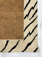 Handwoven Jute & Wool Area Rug 4x6 ft, Natural Fiber Rug with Wool Border