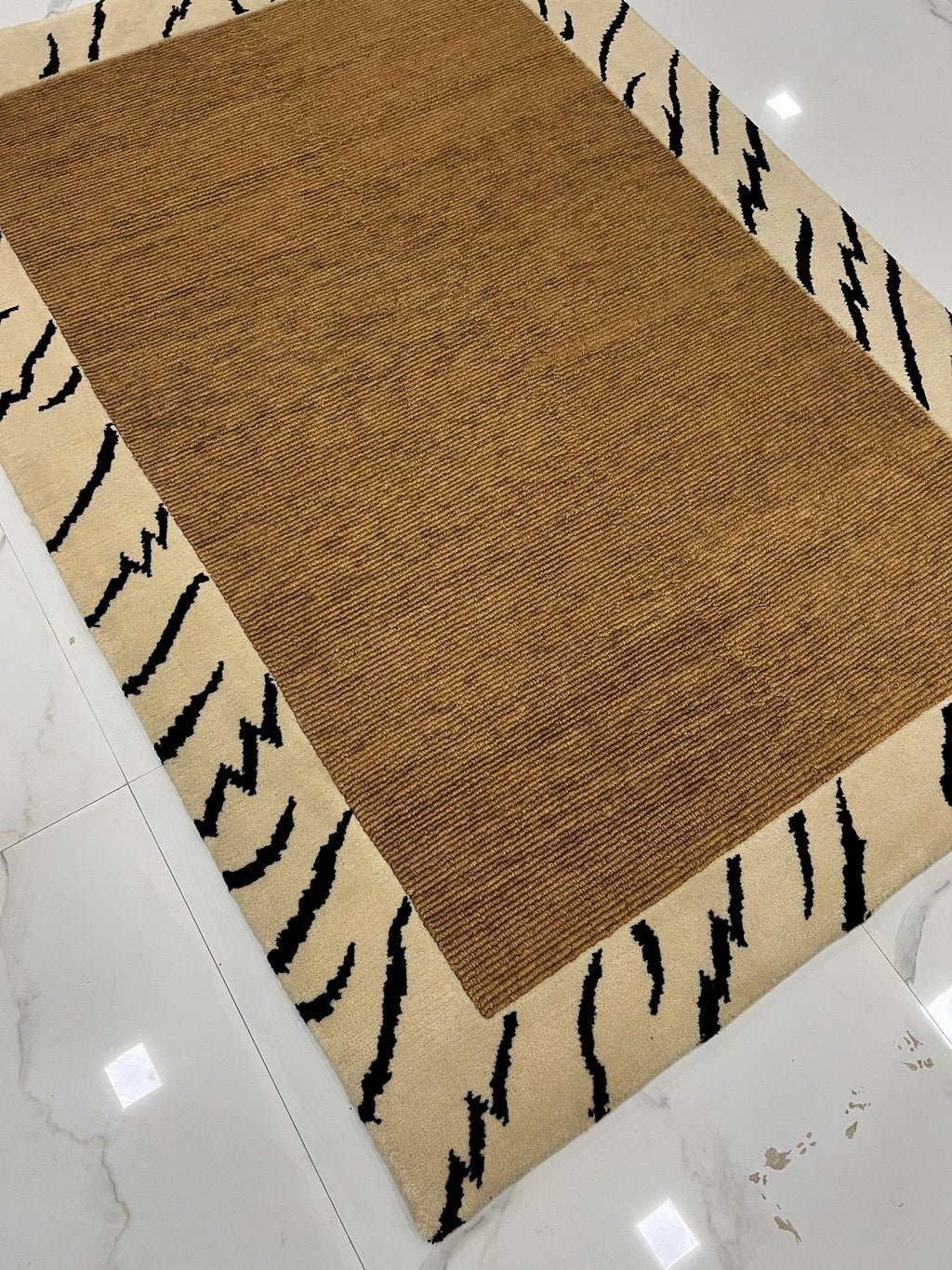 Handwoven Jute & Wool Area Rug 4x6 ft, Natural Fiber Rug with Wool Border