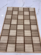 Handwoven Wool Jute Rug 4x6 brown & beige checkered Geometric Area Rug