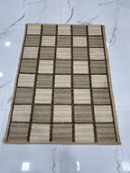Handwoven Wool Jute Rug 4x6 brown & beige checkered Geometric Area Rug