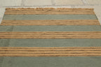 Handwoven Striped Jute Rug - 5x8 ft Natural & Aqua Boho Area Rug