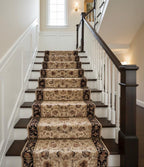 Hand-Knotted 12 ft ft Beige Black traditional Wool Runner Rug, Vintage Style Medallion Runner