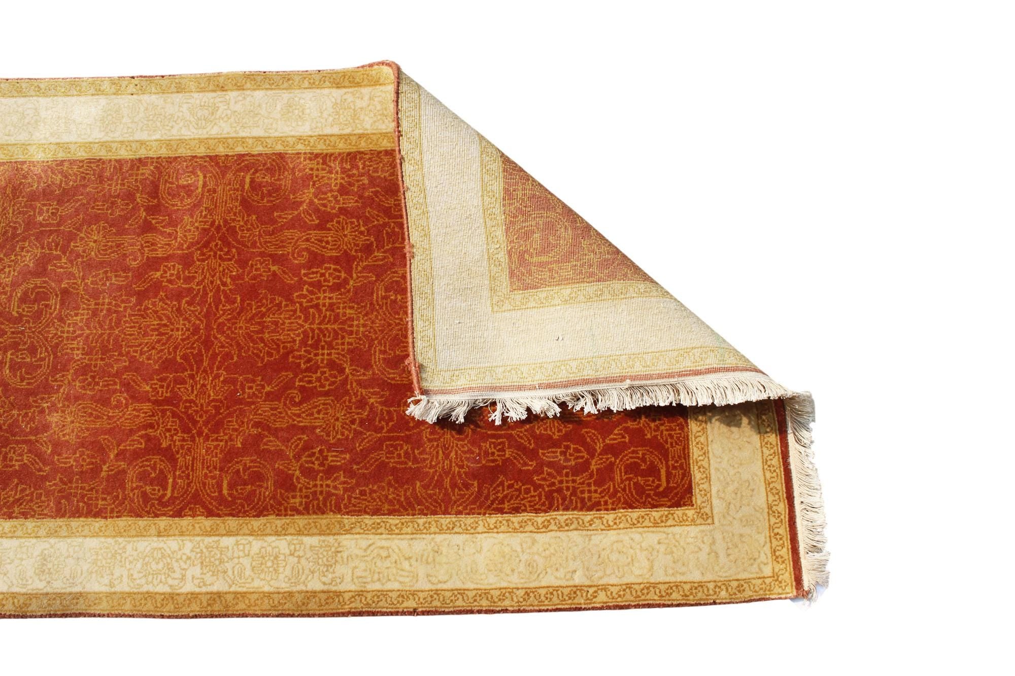 Luxurious 2.7x8.9 ft Handknotted Wool Runner, Premium Quality, Hallway & Entryway red orange Accent Rug, traditional Persian Design