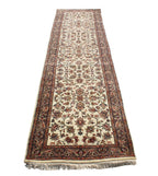 10 ft Vintage Style Floral Persian runner - Cream & Sage Green Hallway Runner