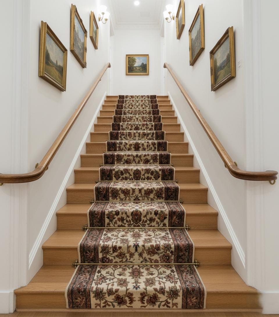 10 ft Vintage Style Floral Persian runner - Cream & Sage Green Hallway Runner