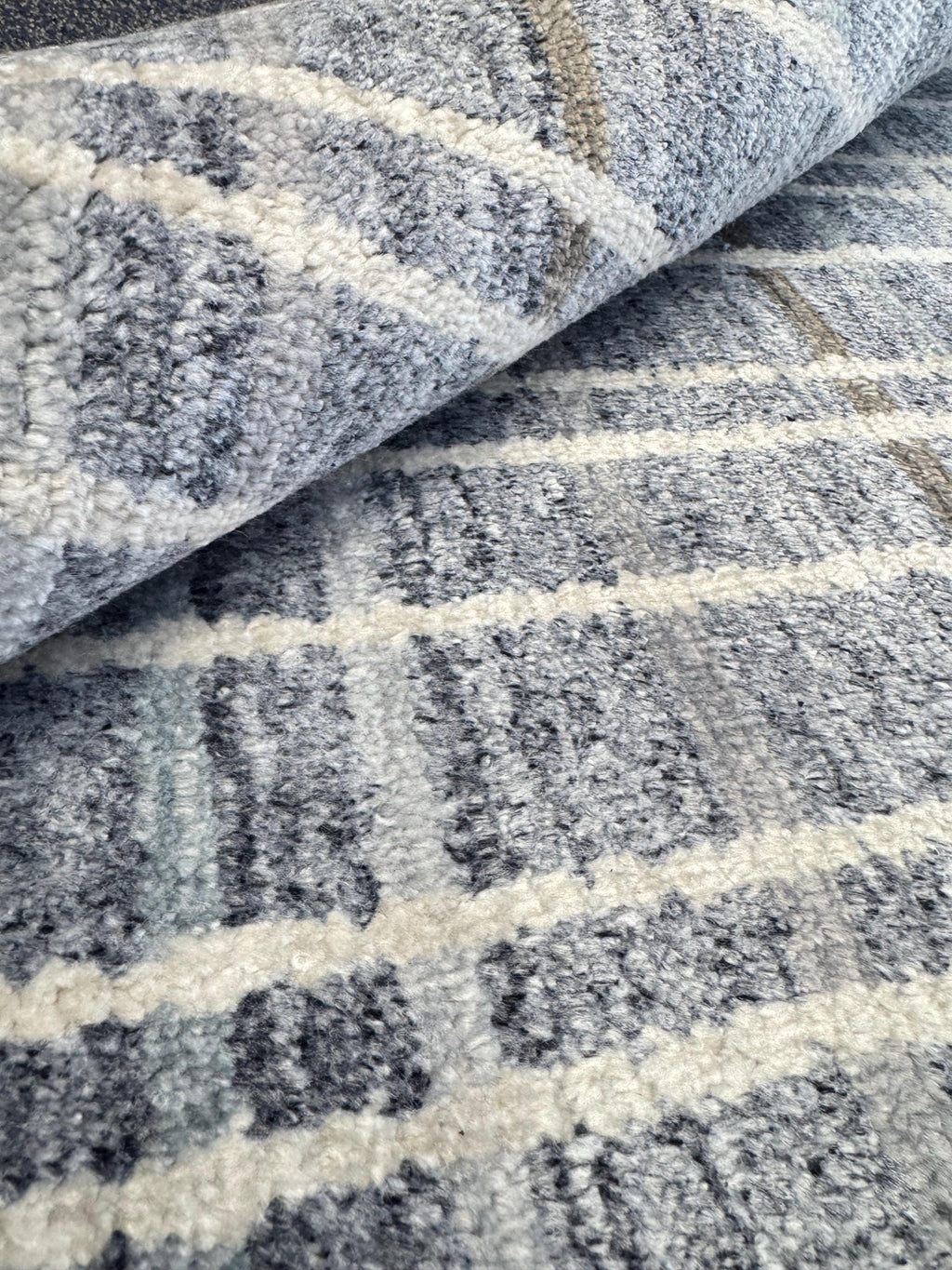 4x6 Handwoven Wool Rug - Modern Plaid Slate Blue & Cream Area Rug - Soft Minimalist Geometric Carpet for Bedroom, Office, or Nursery