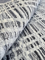 Modern Handwoven Wool Rug 4x6 - Black and White Plaid Area Rug - Minimalist Glitch Pattern Flatweave - Scandinavian Style Hand-loomed Carpet
