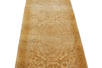 Antique 10 ft Gold Runner, 3x10 Hand Knotted Wool Rug, Muted Oushak Hallway Runner, Neutral Oriental Gallery Rug, 2.7x9.9 ft Transitional