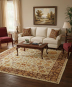 8x10 Hand Knotted Beige and Brown Oriental area Rug for Living Room