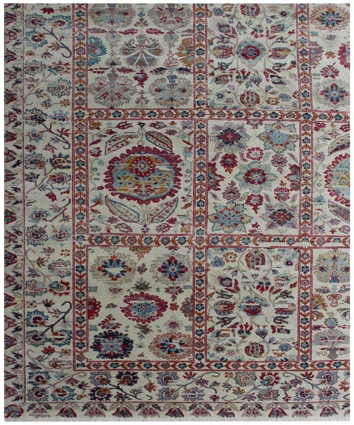 8x10 Hand Knotted Wool Rug Ivory Floral Oriental Area Rug