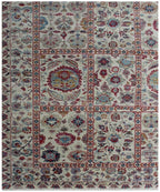 8x10 Hand Knotted Wool Rug Ivory Floral Oriental Area Rug