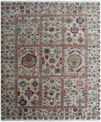 8x10 Hand Knotted Wool Rug Ivory Floral Oriental Area Rug