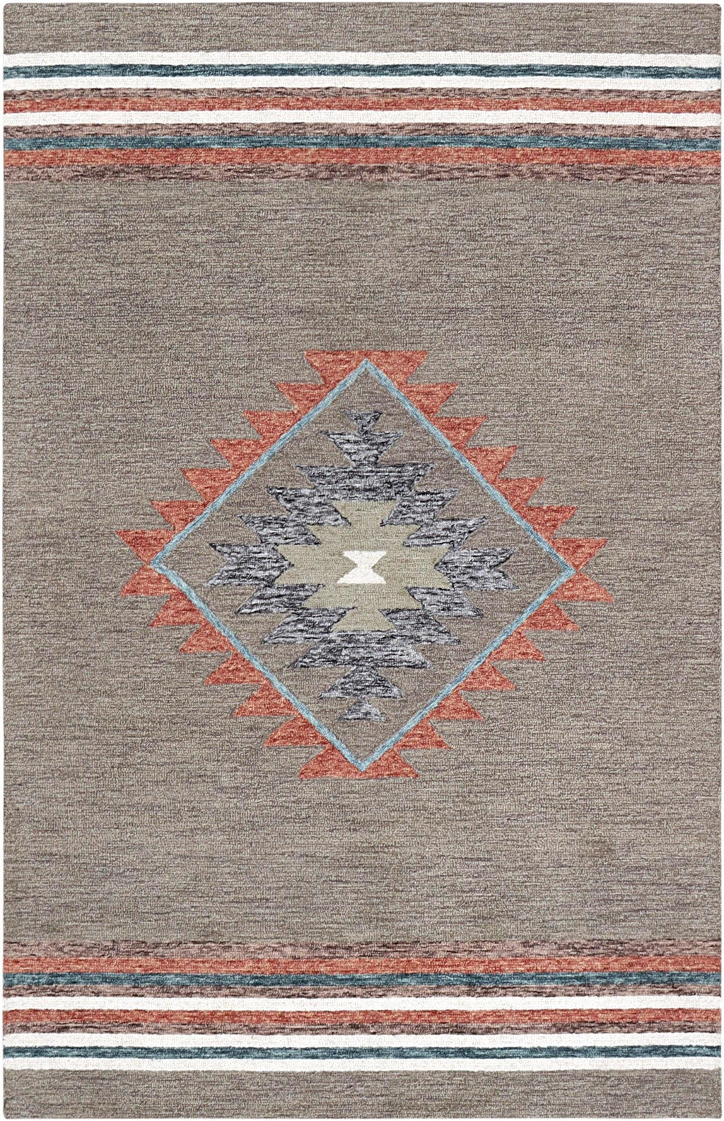 Hand Tufted 5X8  8X10  Brown Rust wool Geometric handmade rug for living room, bedroom and dining room