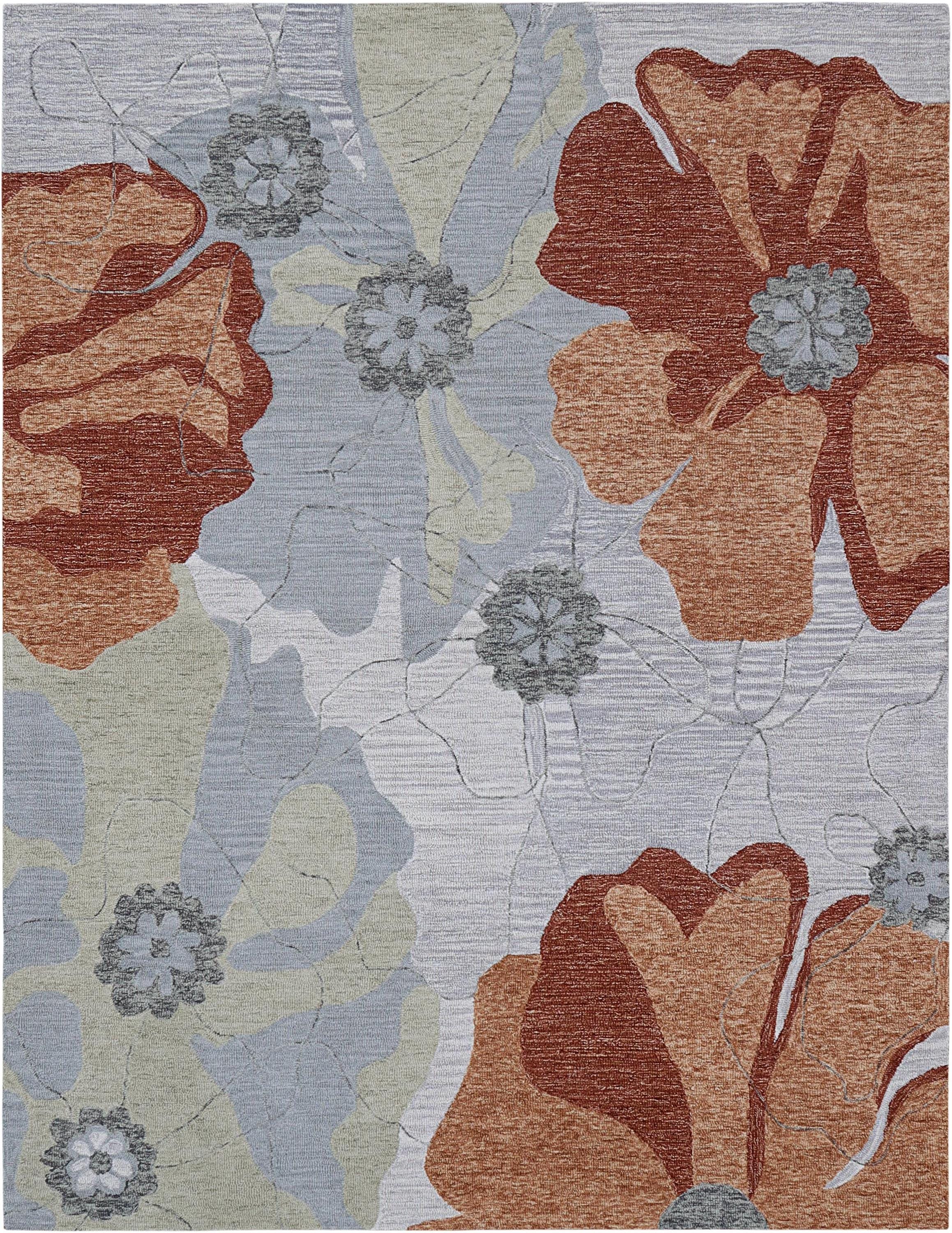 Botanical Bloom Hand-Tufted Floral Area Rug - Terracotta, Sage & Slate