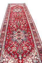 11 ft Vintage Red Persian Runner, Traditional Tribal Hallway Runner, Boho Kitchen Rug, Entryway Decor,