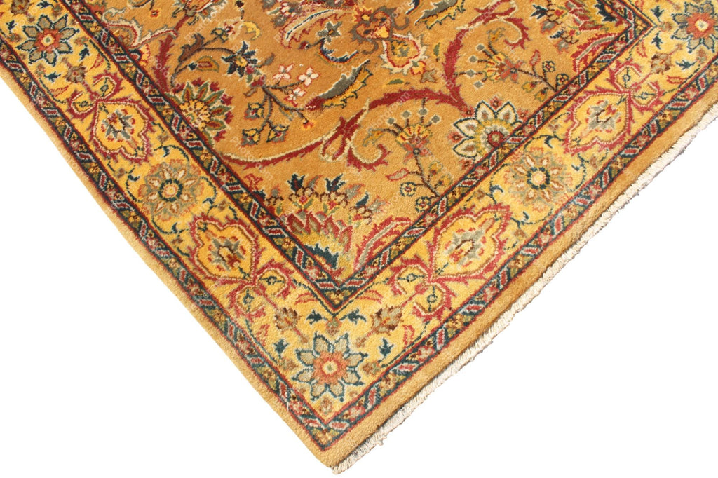 2.6x10 Gold Oushak Kitchen Runner, Traditional Floral Persian Gallery Rug, Extra Long 10ft Gold Amber Carpet