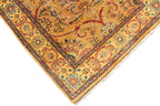 2.6x10 Gold Oushak Kitchen Runner, Traditional Floral Persian Gallery Rug, Extra Long 10ft Gold Amber Carpet