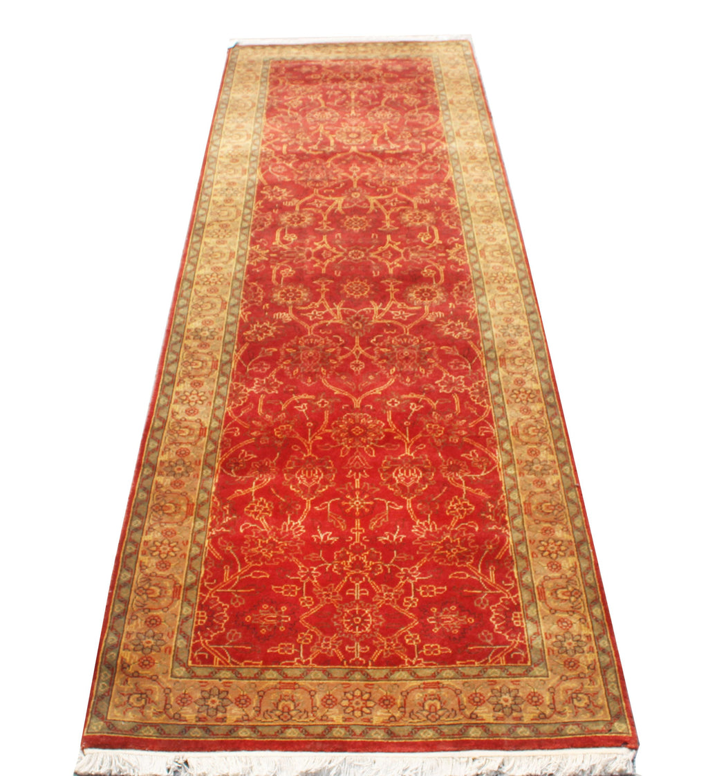 2.6x8 ft Red Oushak Runner Rug, Traditional Turkish Style Kitchen Runner, Antique Aesthetic Floral Entryway Hallway Rug