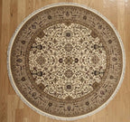 8 ft Vintage Floral Medallion Rug in Ivory & Camel
