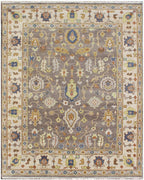 8x10 Hand-Knotted Wool Rug | Earthy Taupe & Oushak Inspired Design