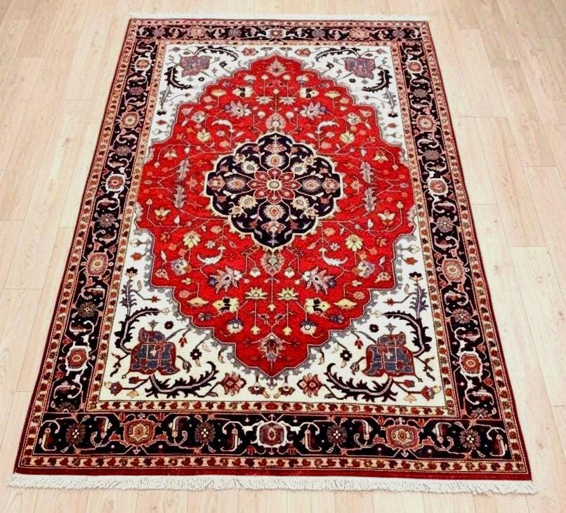 5x8 Handmade Red Persian Style Rug , Traditional Oriental Carpet
