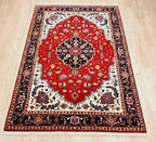 5x8 Handmade Red Persian Style Rug , Traditional Oriental Carpet