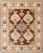 8x10 Luxurious Hand Knotted Brown Ivory/cream Wool Oriental Rug