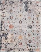 Hand Knotted Wool Rug Capri Distressed Transitional Area Rug for Living Room - Gray Blue Muted Oriental Carpet - 4x6 8x10 9x12 Large Custom