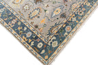 Hand Knotted Oushak Rug Grey Turkish Wool Area Rug