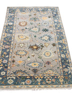 Hand Knotted Oushak Rug Grey Turkish Wool Area Rug