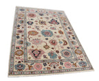 Hand Knotted Oushak Rug Ivory Turkish Wool Area Rug