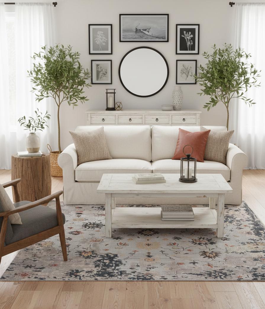 Hand Knotted Wool Rug Capri Distressed Transitional Area Rug for Living Room - Gray Blue Muted Oriental Carpet - 4x6 8x10 9x12 Large Custom