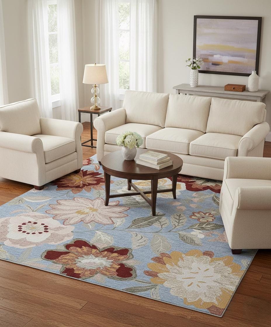 Botanical Bloom: Hand-Tufted Floral Wool Area Rug