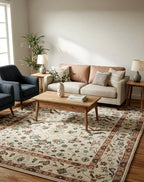 8x10 ft Hand-Knotted Antique-Style Oushak Wool Rug - Earthy Terracotta & Sage