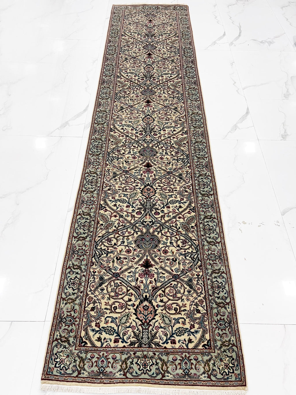 William Morris Hand-Knotted 2.9x11.8 ft Wool Runner Rug–Victorian Floral Arts & Crafts Style – Premium Handmade Runner for hallway, stairs