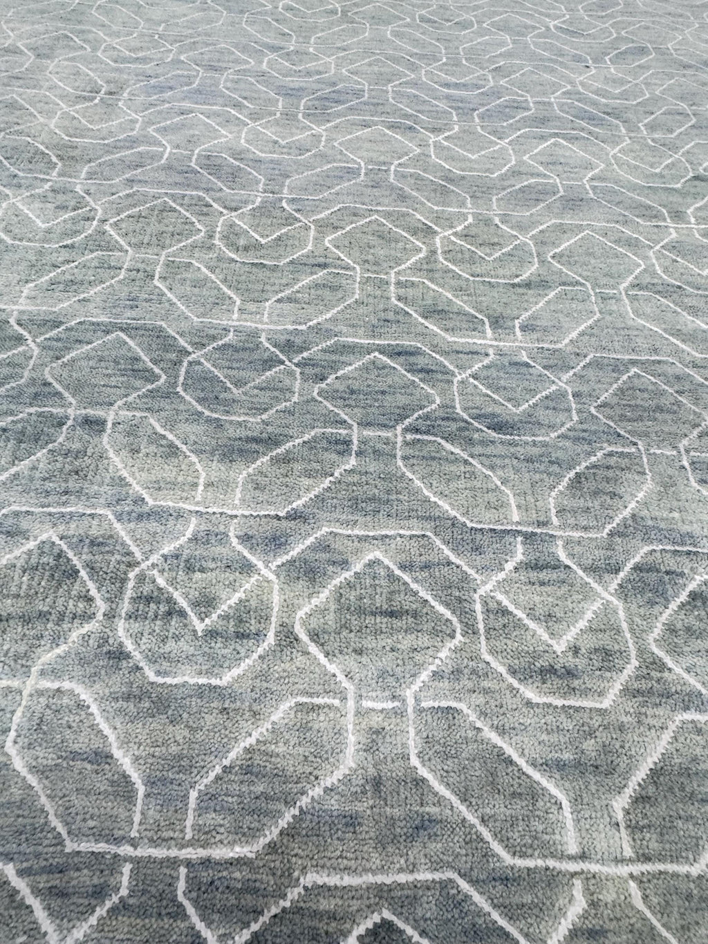 8x10 Modern Hand-Knotted Wool Area Rug, Slate gray geometric pattern Decor for living room, bedroom, office farmhouse minimalist rug