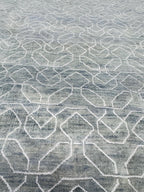 8x10 Modern Hand-Knotted Wool Area Rug, Slate gray geometric pattern Decor for living room, bedroom, office farmhouse minimalist rug