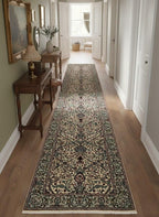 William Morris Hand-Knotted 2.9x11.8 ft Wool Runner Rug–Victorian Floral Arts & Crafts Style – Premium Handmade Runner for hallway, stairs