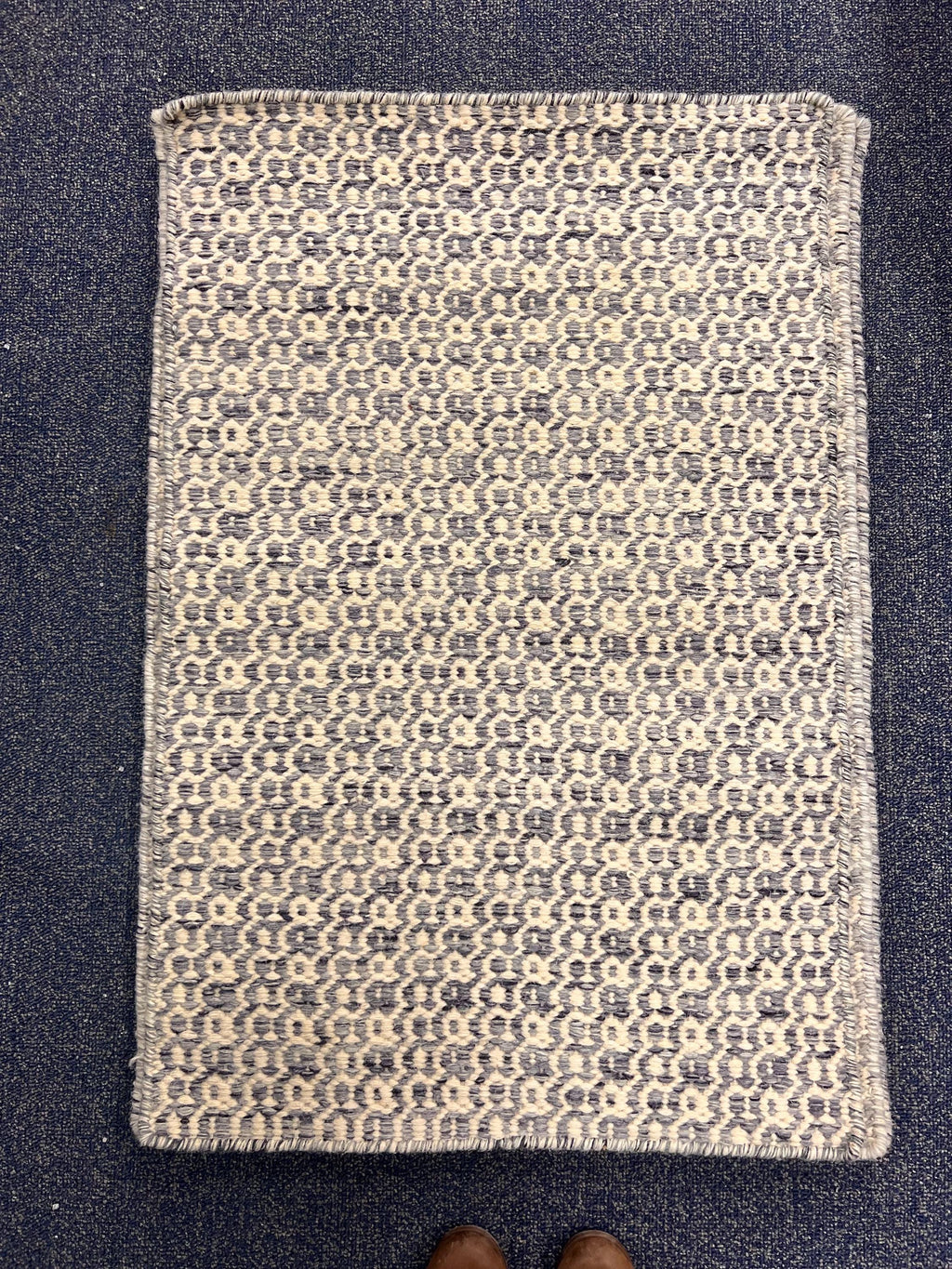 Diamond Geometric Wool Jute Rug - Neutral Grey/Ivory Flatweave Area Rug - Durable Entryway & Kitchen