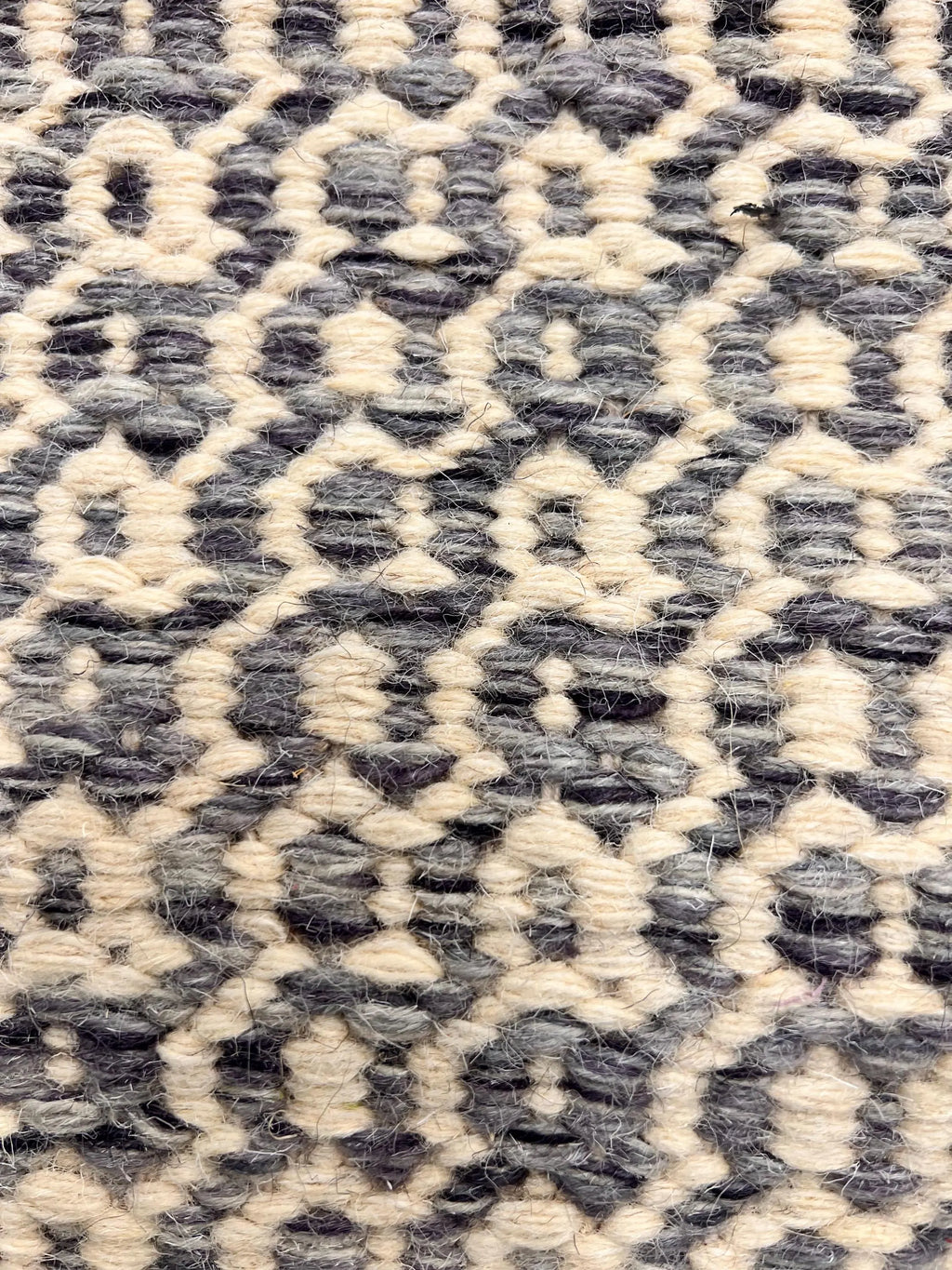Diamond Geometric Wool Jute Rug - Neutral Grey/Ivory Flatweave Area Rug - Durable Entryway & Kitchen