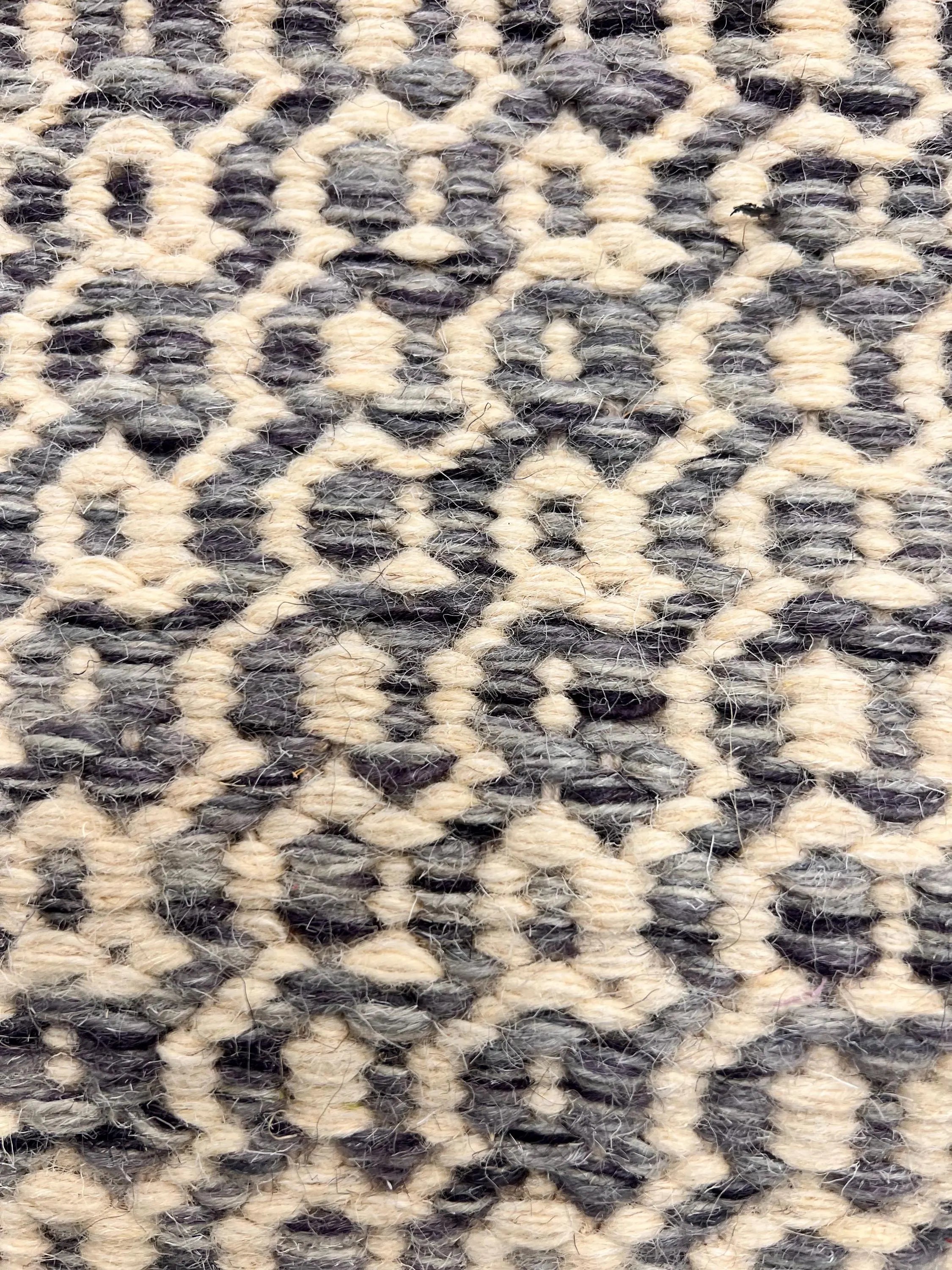 Diamond Geometric Wool Jute Rug - Neutral Grey/Ivory Flatweave Area Rug - Durable Entryway & Kitchen
