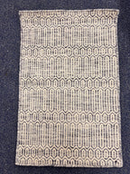 Diamond Geometric Wool Jute Rug - Neutral Grey/Ivory Flatweave Area Rug - Durable Entryway & Kitchen