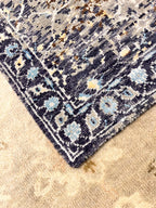 Hand-Knotted Wool Rug - 2x3 Distressed Purple Gold Medallion Oriental Rug with Pad