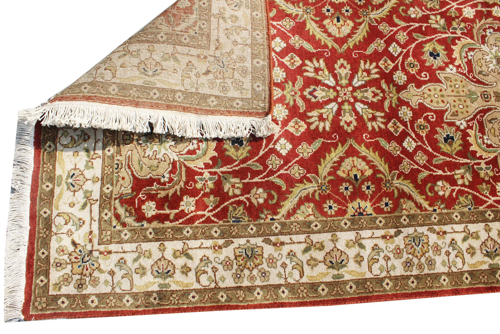 2.6x12 Red Persian Runner Rug, Hand Knotted Wool Hallway Rug, Traditional Oriental Long Entryway Carpet, Vintage Style Floral Kitchen Runner