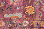 Hand knotted Oushak Rug in Vibrant Magenta, deep rose. Modern Turkish Wool Area Rug