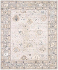 Hand-Knotted Oushak Wool Rug - Silver Grey & Muted Gold Transitional Area Rug | 8x10, 9x12, 10x14 | Traditional Persian Style Luxury Carpet